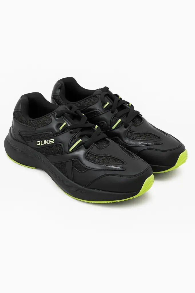 Duke Casual Sneakers (Black with Neon Green Accents)
