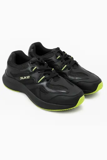 Duke Casual Sneakers (Black with Neon Green Accents)